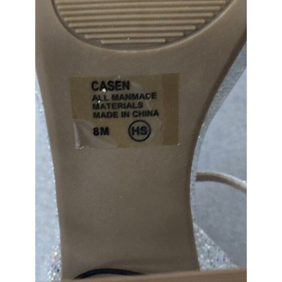 Womens Pop Casen Silver Multi Platform Sandals High Heels Size 8M Retro NEW - Picture 7 of 7